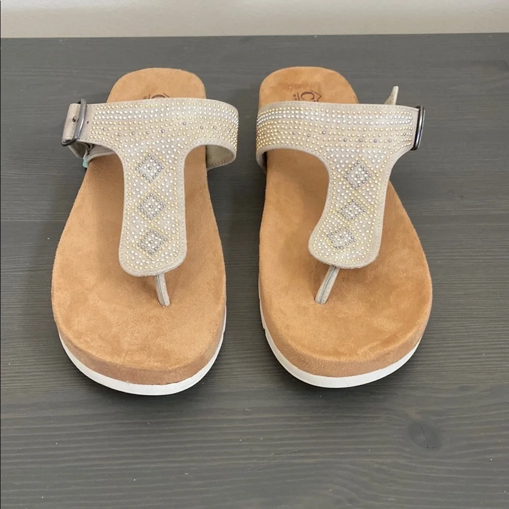 Cliffs By‎ White Mountain Tracy Thong Sandal Slip On Sparkle Studded Upper Sz 10
